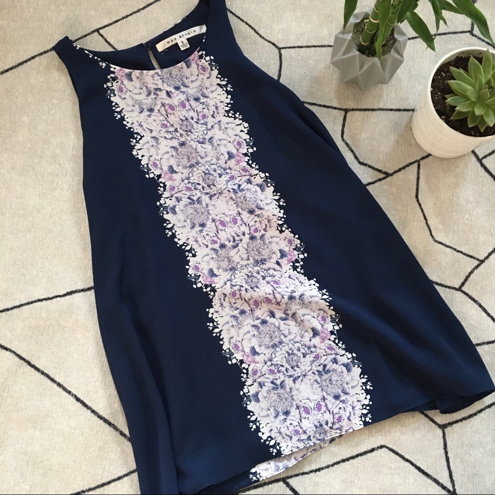 Blue floral dressy tank